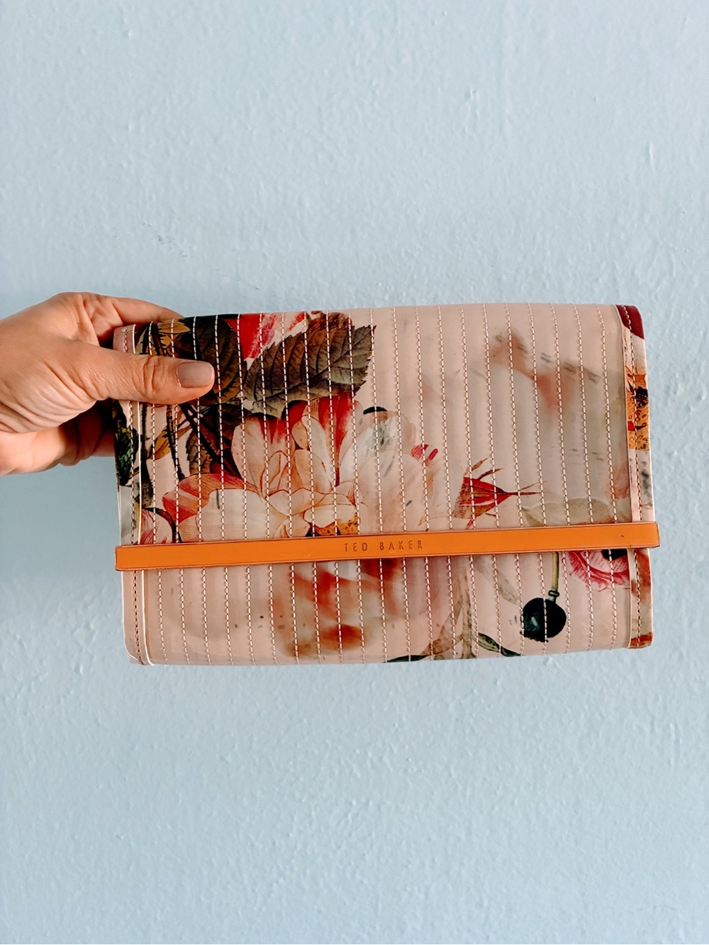 Ted Baker Quilted Floral Wallet in Blush Pink with rose Gold Trim